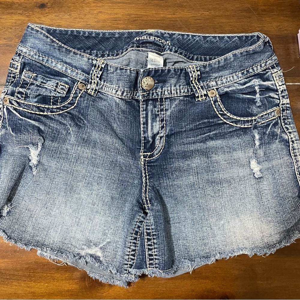 Maurices Distressed Blue Jean Shorts